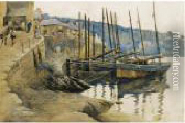Newlyn Harbour Oil Painting - Stanhope Alexander Forbes