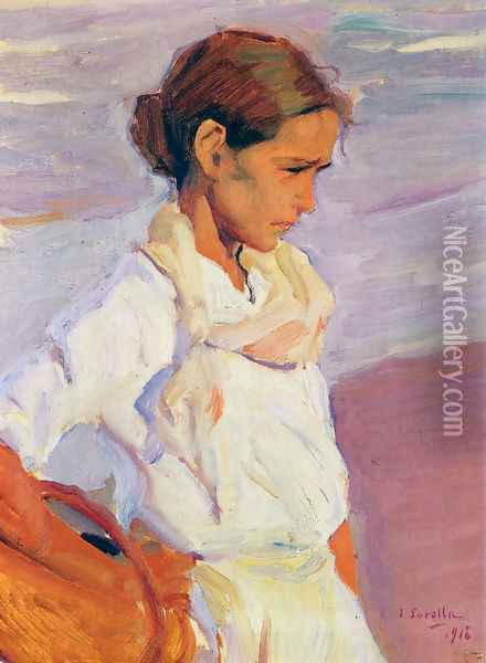 Pescadora valenciana (Valencian Fishergirl) Oil Painting - Joaquin Sorolla Y Bastida