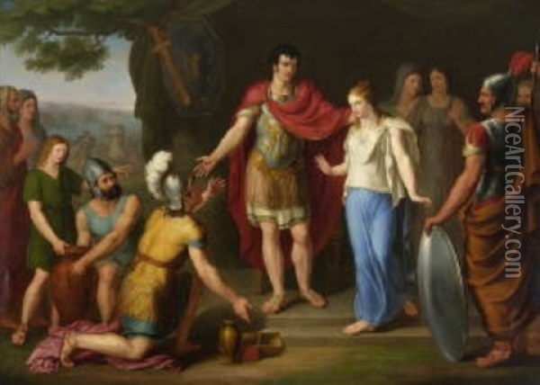 Die Grosmut Des Scipio Oil Painting - Jacques-Louis David