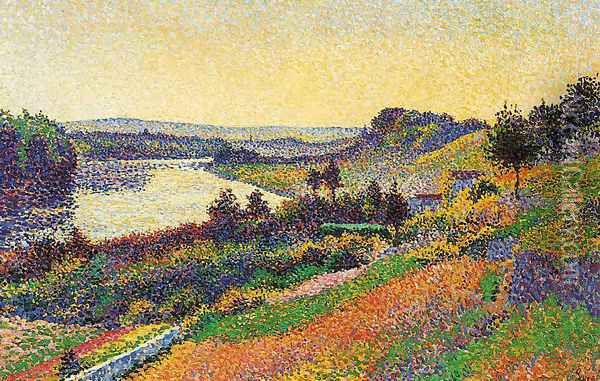 The Seine at Herblay Oil Painting - Maximilien Luce
