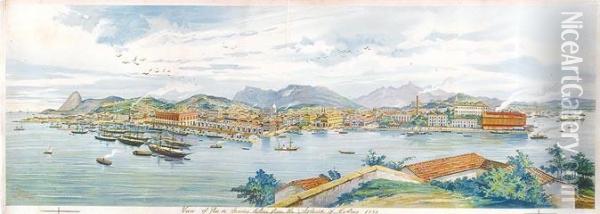 Vista Do Rio De Janeiro Tomada Da Ilha Das Cobras Oil Painting - Ugo Casanova