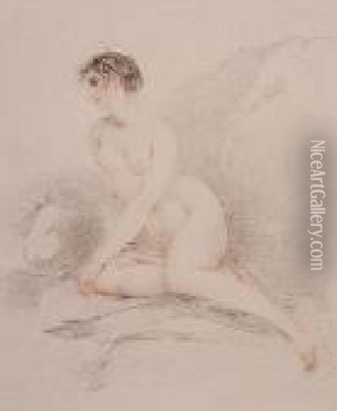 Study Of A Reclining Female Nude Oil Painting - Richard Cosway
