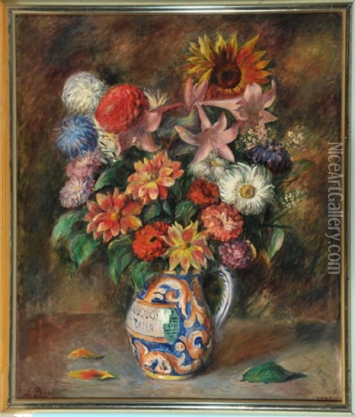Bunter Gartenblumenstraus In Einem Krug Oil Painting - Anna Plate