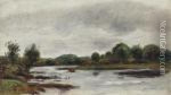 Paysage Au Bord De L'eau Oil Painting - Pierre Auguste Renoir