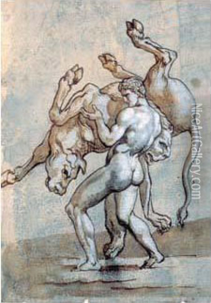 Hercule Et Le Taureau De Minos Oil Painting - Theodore Gericault