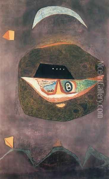 Mask with Moon 1938 Oil Painting - Lajos Vajda