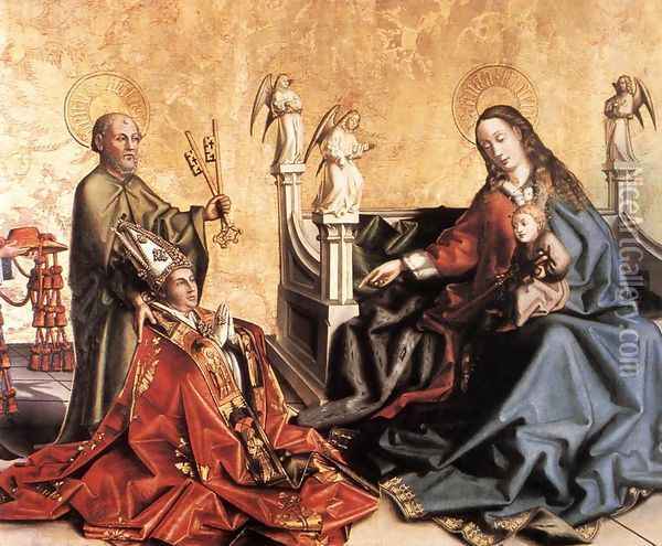 Presentation of Cardinal de Mies to the Virgin 1443-44 Oil Painting - Konrad Witz