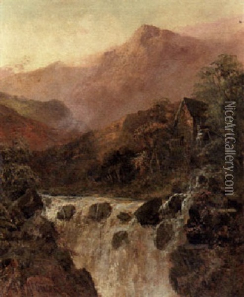 Highland Waterfalls Oil Painting - Jessie MacGregor