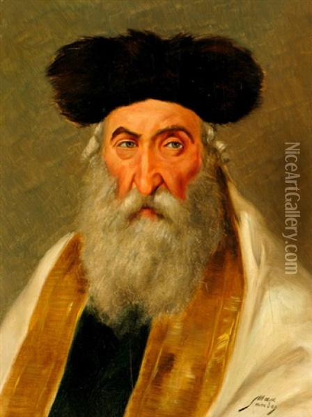 Rabbi Oil Painting - Max Sandor