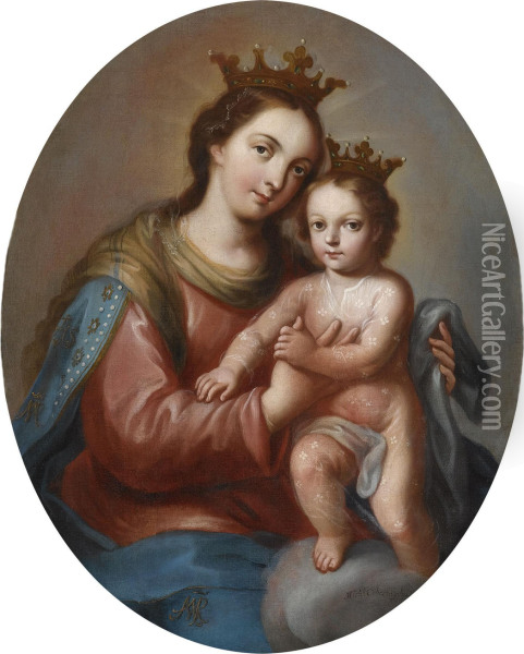 The Virgin And Child In Glory Oil Painting - Miguel Cabrera