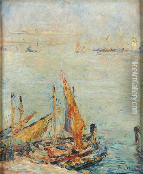 Voiliers Dans La Lagune De Venise Oil Painting - Armand Gustave Gerard Jamar