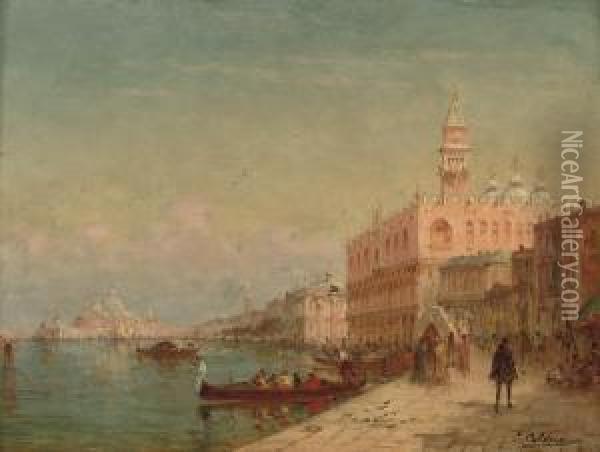 Before The Doge's Palace, Venice Oil Painting - Charles Clement Calderon
