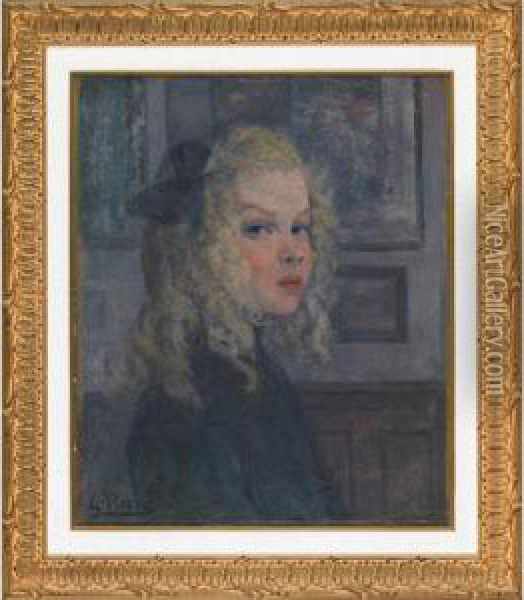 Little Blonde Girl With A Bow In Her Hair (the Artist