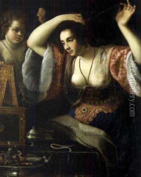 Venus Au Miroir Oil Painting - Artemisia Gentileschi