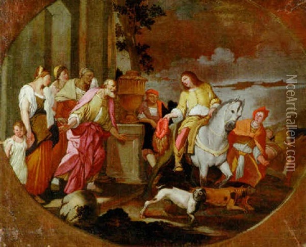 The Departure Of Tobias Oil Painting - Giulio Carpioni