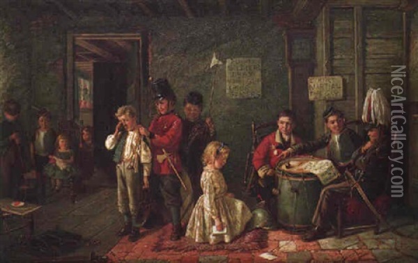 The Court Martial Oil Painting - Charles Hunt the Younger