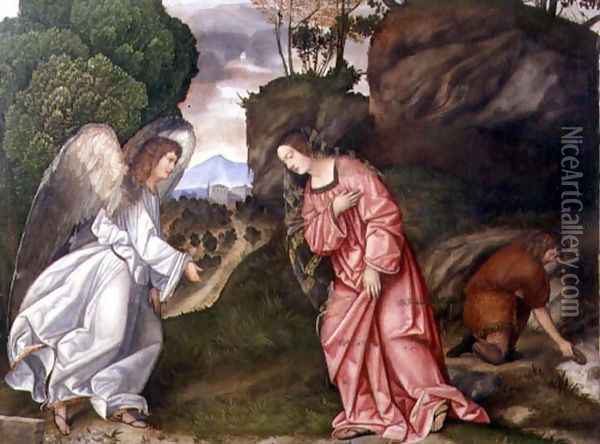Hagar and the Angel Oil Painting - da Treviso II (Girolamo Pennacchi) Girolamo
