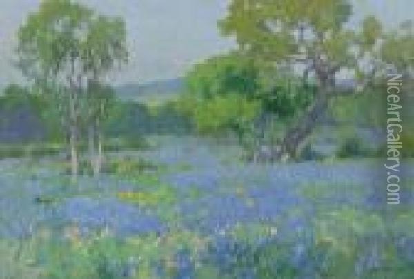 A Field Of Bluebonnets Oil Painting - Maurice Braun