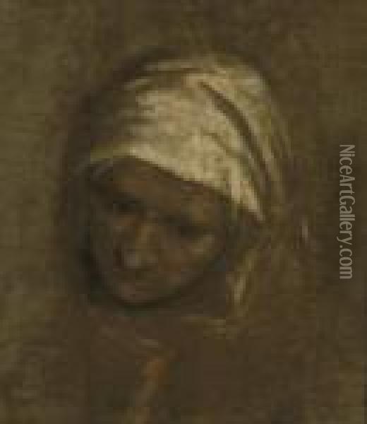 A Study For The Head Of An Old Woman Oil Painting - Bernhard Keil