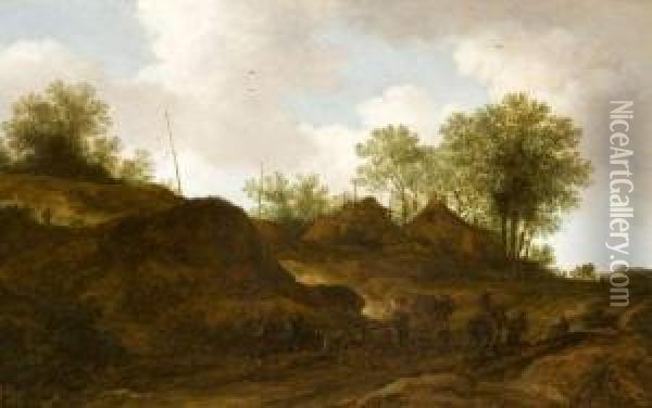 Voyageurs Sur Un Chemin Devant Des Dunes Oil Painting - Pieter De Molijn