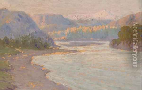 The river Kura near Tiflis Oil Painting - Fedor Zakharov