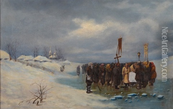 The Epiphany In Russia Oil Painting - Michael Abramovitch Balunin