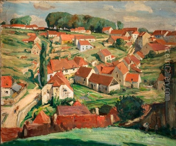 Village Oil Painting - Jules Eugene Pages