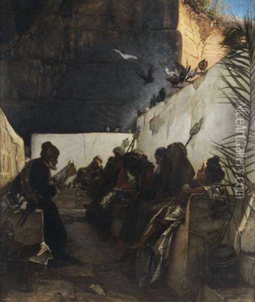 La Lecture Du Coran Dans Le Grotte De Jeremie Oil Painting - Wilhelm (Karl) Gentz
