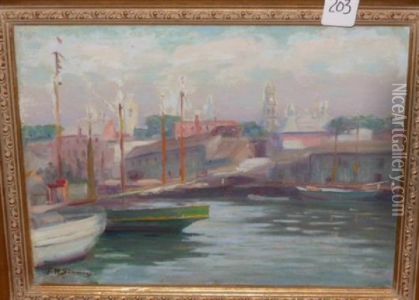Port Of Gloucester Oil Painting - Freeman Willis Simmons