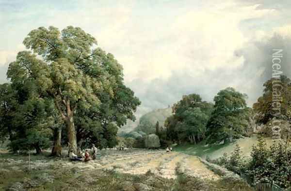 Haymaking in Lewes, Sussex Oil Painting - Charles Grant Davidson