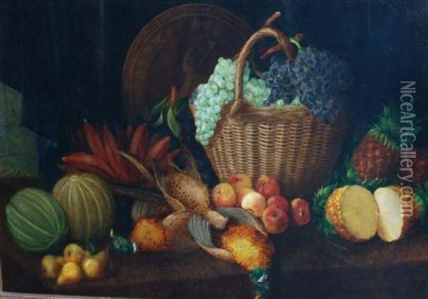 Still Life With Fruit And Game Oil Painting - August Laux