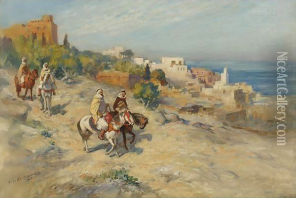 Horsemen In Algiers Oil Painting - Frederick Arthur Bridgman