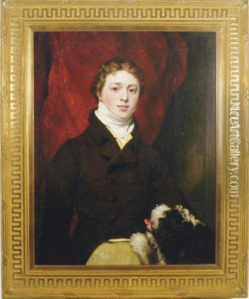 Portrait Of A Boy With His Dog Oil Painting - Thomas Phillips