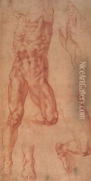 Study for Haman Oil Painting - Michelangelo Buonarroti