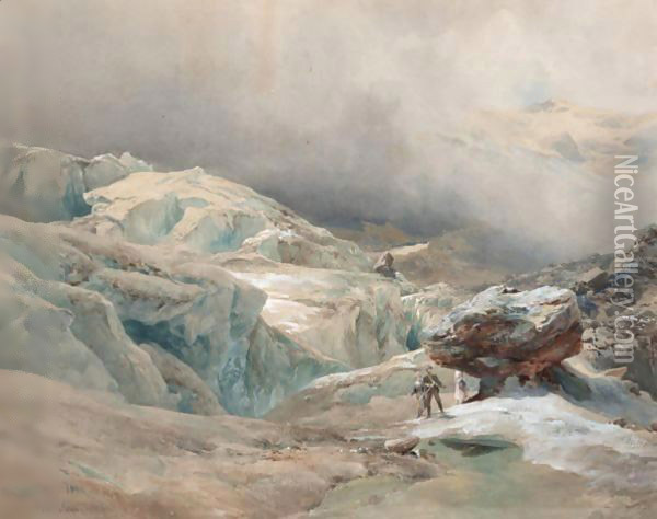 Findelen Icefall Oil Painting - Edward Theodore Compton