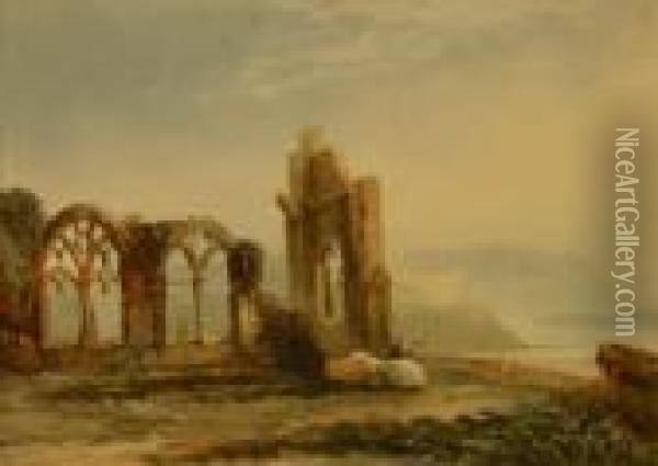 Whitby Abbey Oil Painting - Henry Barlow Carter