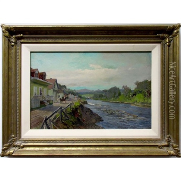 Untitled (town By River) Oil Painting - Frederic Marlett Bell-Smith