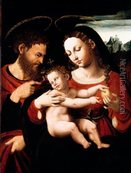 The Holy Family Oil Painting - Vicente Juan (de Juanes) Masip