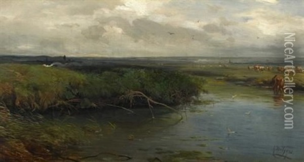 Weite Hollandische Weidelandschaft Oil Painting - Carl Hilgers
