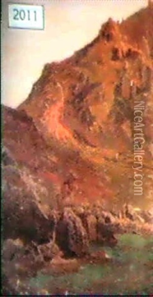 Mountain By The Sea Oil Painting - Albert Bierstadt