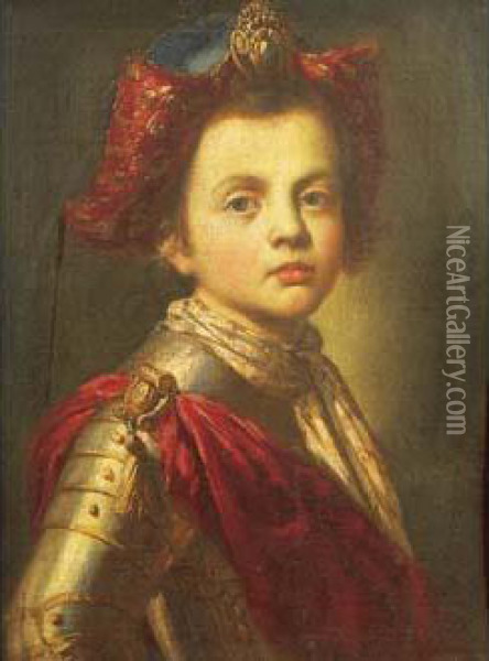Portrait D'enfant En Armure Oil Painting - Christian Seybold
