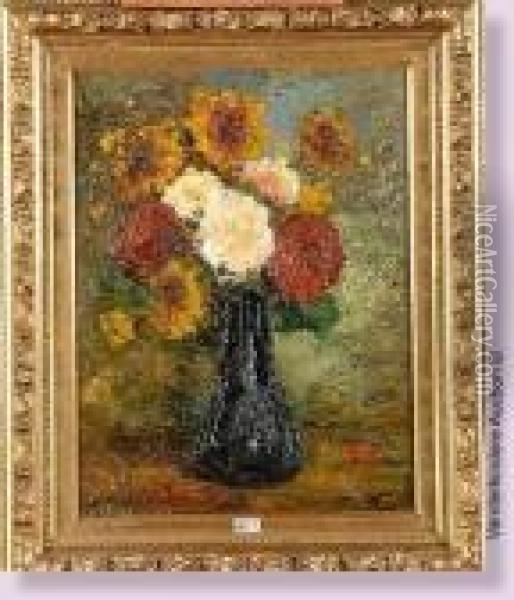 Vase De Fleurs Oil Painting - Adolphe Joseph Th. Monticelli
