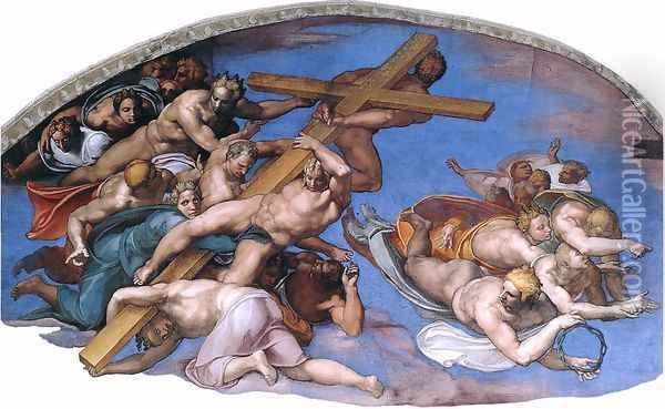 Last Judgment (detail-10) 1537-41 Oil Painting - Michelangelo Buonarroti