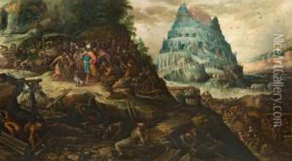 Building The Tower Of Babel. 1608 Oil Painting - Frederik van Valkenborch