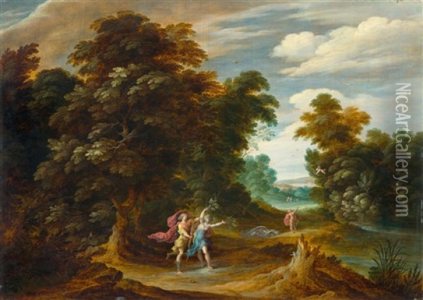 Landscape With Scenes Of Apollo And Daphne Oil Painting - Alexander Keirincx