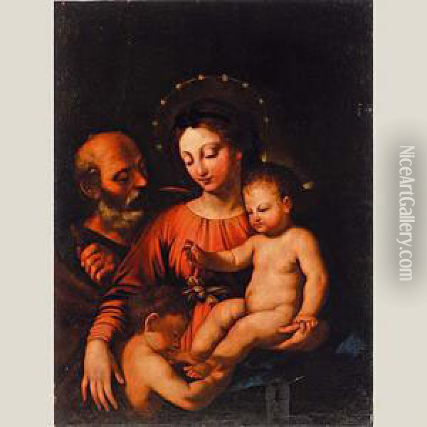 Sagrada Familia Con San Juan Oil Painting - Andrea Vaccaro