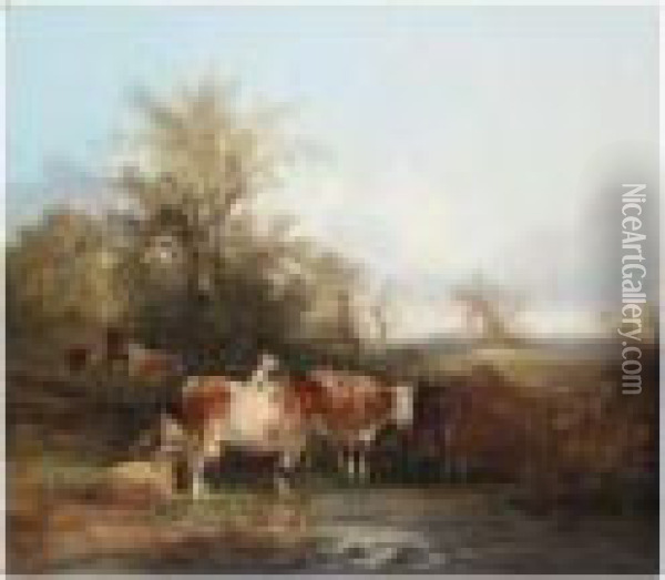 The Watering Place Oil Painting - Snr William Shayer