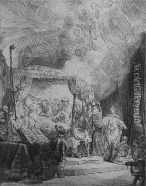 The Death Of The Virgin (bartsch, Hollstein 99; Hind 161, Bjorklund& Barnard 39-a) Oil Painting - Rembrandt Van Rijn
