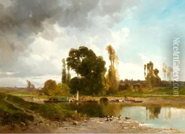 Au Bord De Riviere Oil Painting - Louis Edouard Fournier