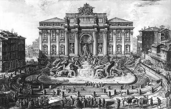 The Trevi Fountain in Rome 1773 Oil Painting - Giovanni Battista Piranesi